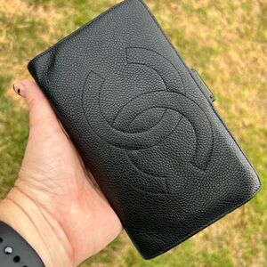 Authentic Chanel Caviar Black Leather Wallet